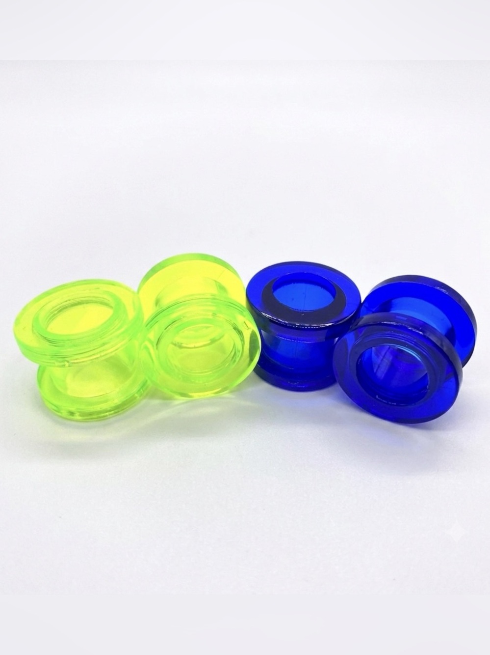Set of 2 Pairs 00g Acrylic Ear Gauges Plugs Screw on Tunnels - Blue & Neon
